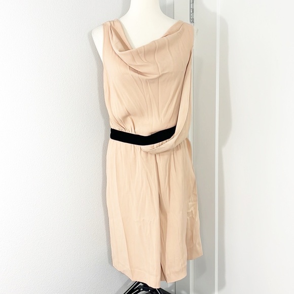 Max & Co Dresses & Skirts - New Max & Co Size 8 Rose Peach, Black Sleeveless Cowl Neck Drape Wrap Dress